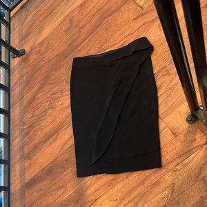 Giorgio Armani Black Asymmetrical Midi Skirt Size 42